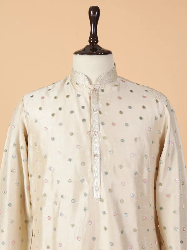 Amazing beige silk kurta suit