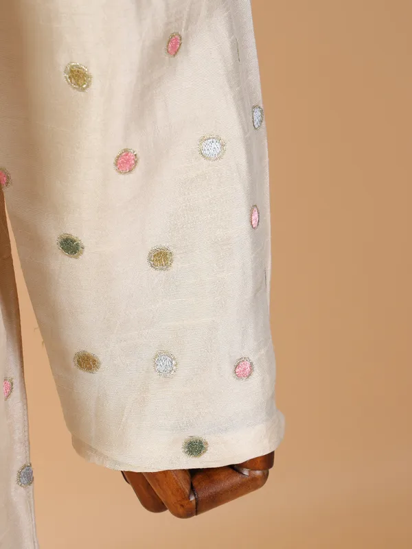 Amazing beige silk kurta suit