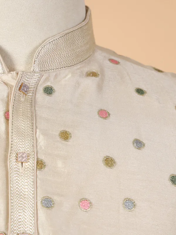 Amazing beige silk kurta suit