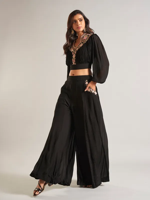 Amazing Black georgette designer palazzo suit