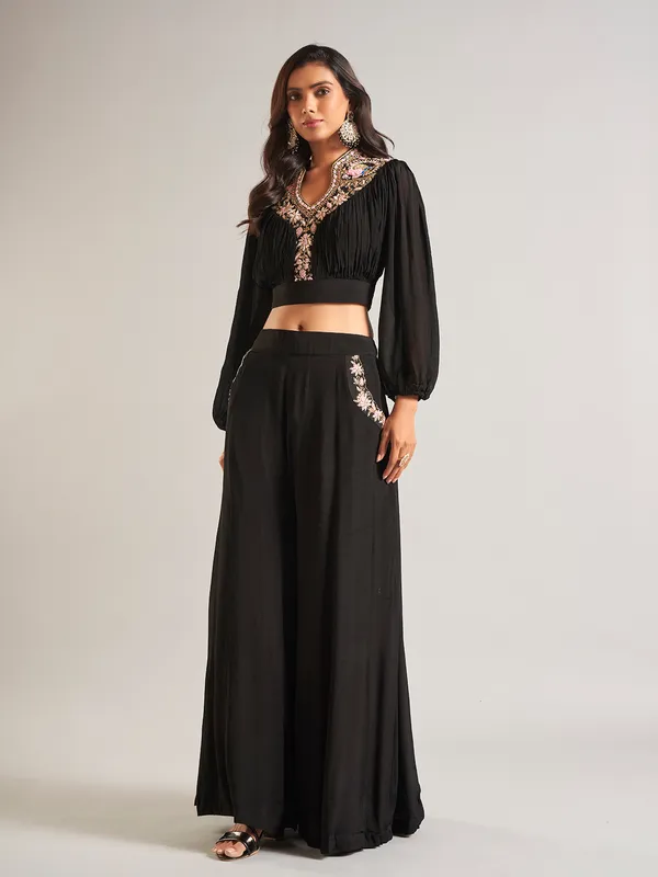 Amazing Black georgette designer palazzo suit