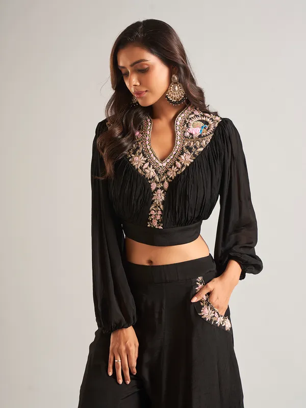 Amazing Black georgette designer palazzo suit