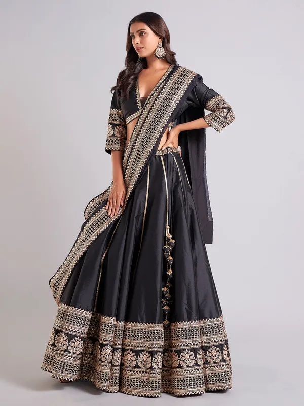 Amazing black silk lehenga choli