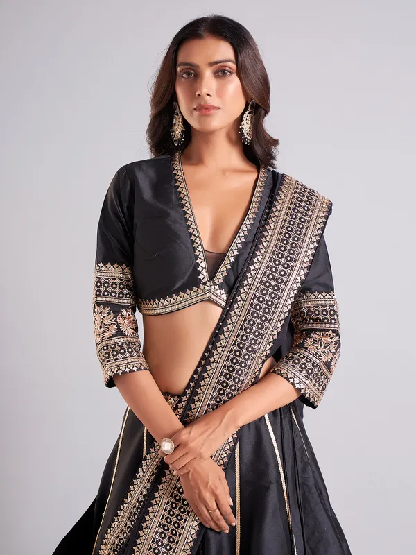 Amazing black silk lehenga choli