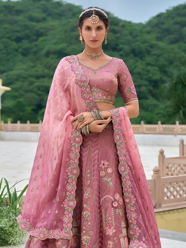 Amazing bright purple silk unstitched lehenga choli