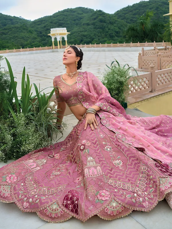 Amazing bright purple silk unstitched lehenga choli