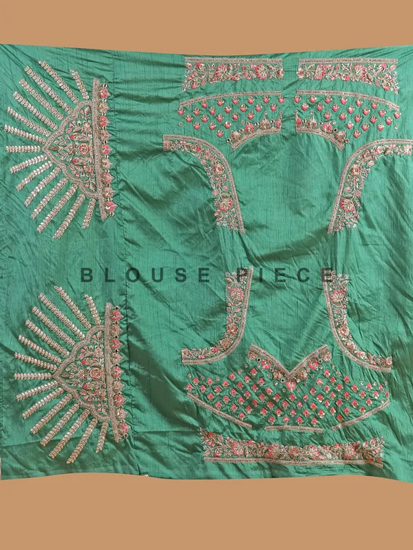 Amazing coral green silk unstitched lehenga choli
