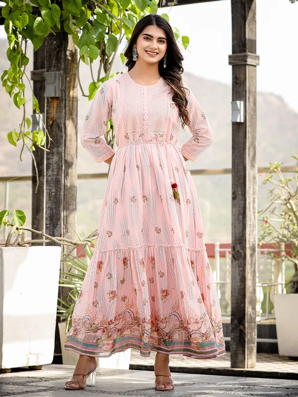 Amazing cotton light pink long kurti