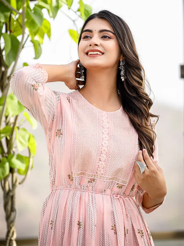 Amazing cotton light pink long kurti
