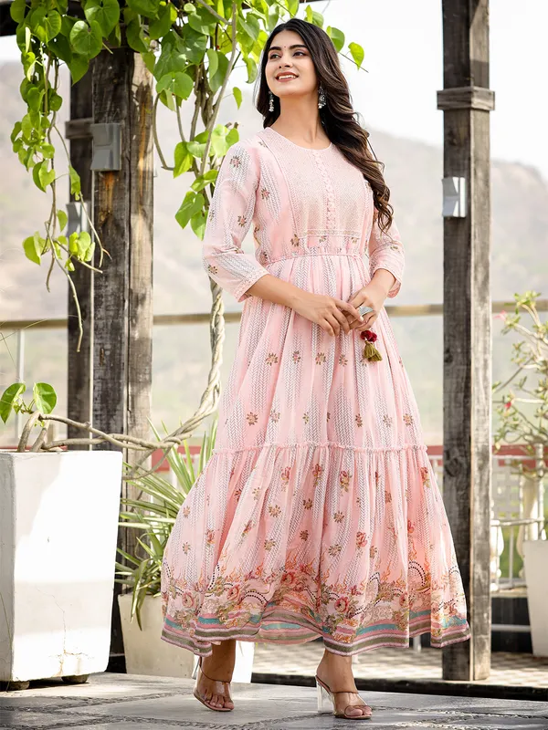 Amazing cotton light pink long kurti