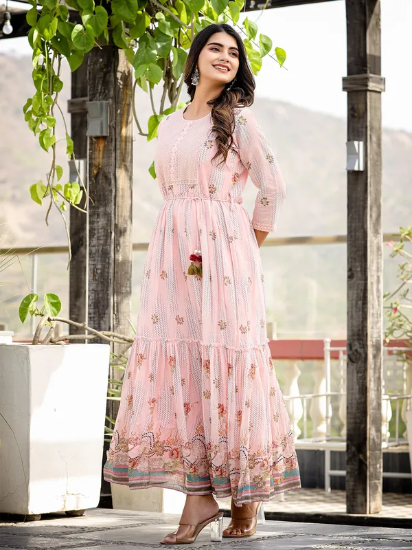 Amazing cotton light pink long kurti