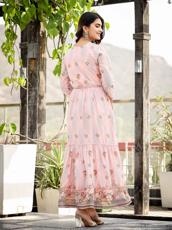 Amazing cotton light pink long kurti