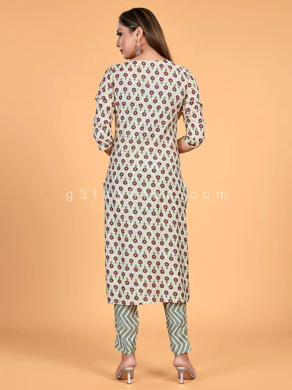 Amazing cotton printed beige kurti set