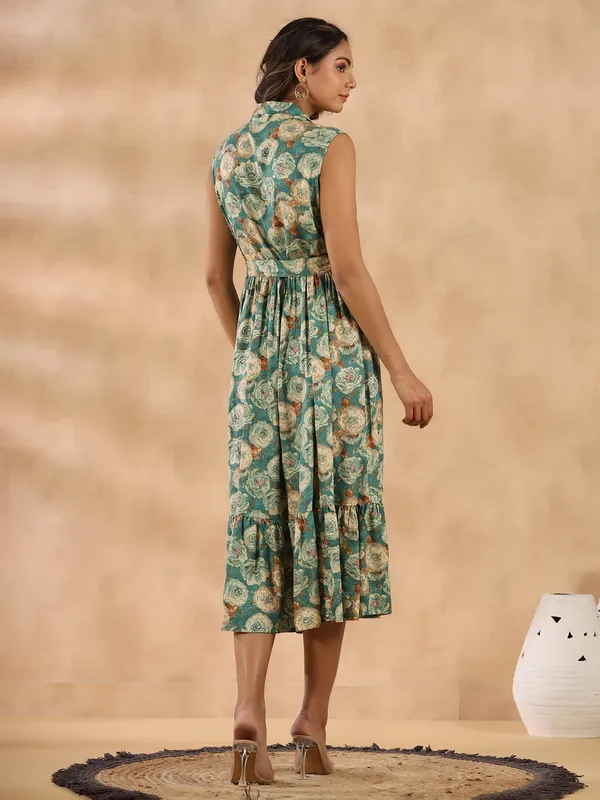 amazing cotton printed sea green kurti