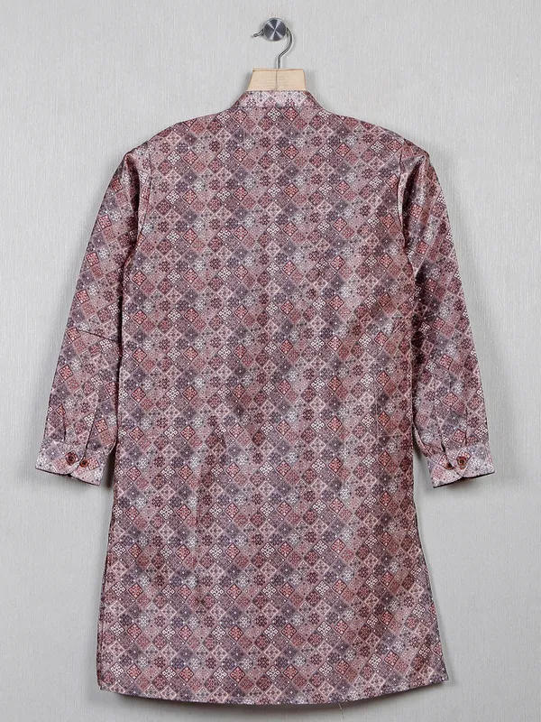 Amazing cotton silk printed brown kurta suit