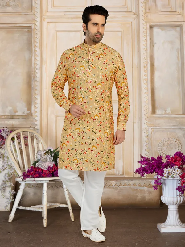 Amazing cotton yellow  Men Kurta pajama