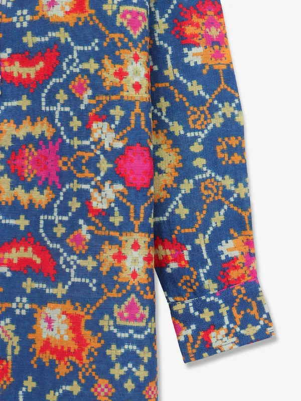 Amazing dark blue cotton printed kurta