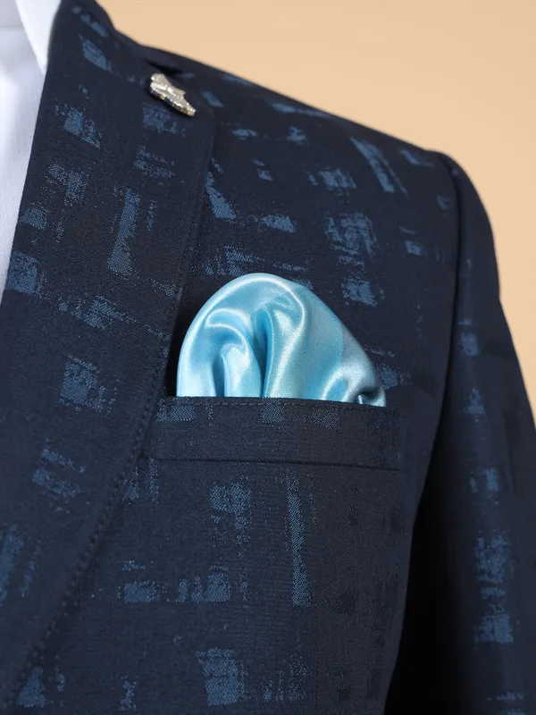 Amazing dark blue printed terry rayon blazer