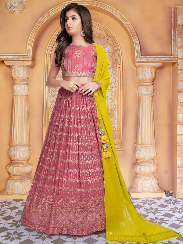 Amazing georgette onion pink lehenga choli