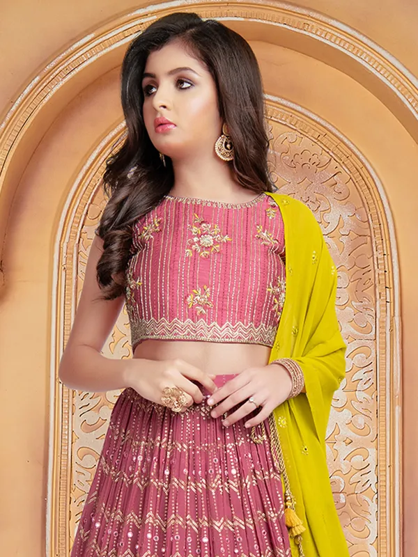 Amazing georgette onion pink lehenga choli