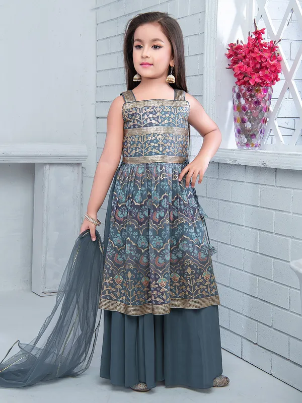 Amazing grey printed georgette palazzo set