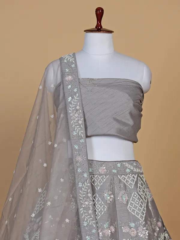 Amazing grey raw silk lehenga choli