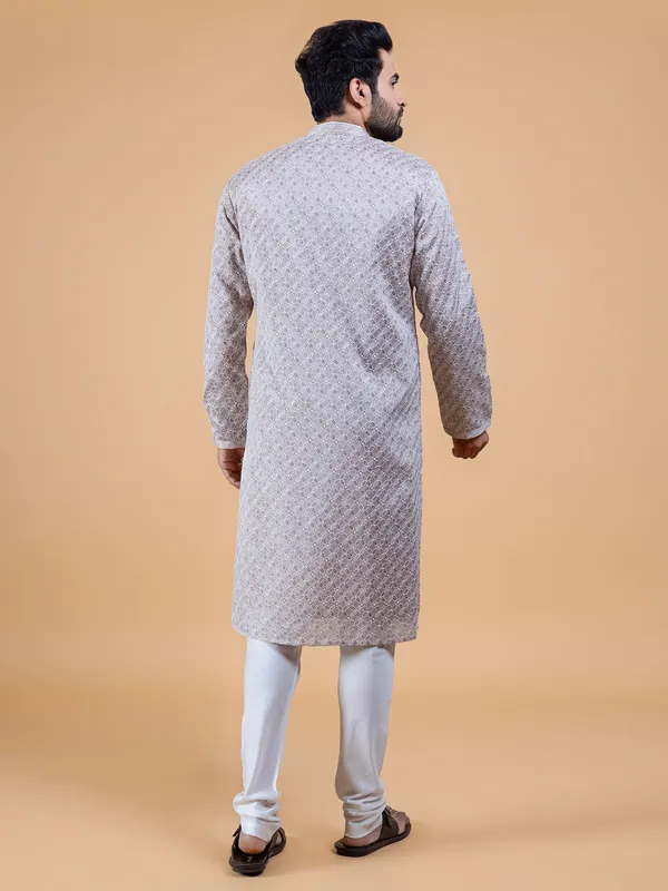 Amazing grey silk kurta suit