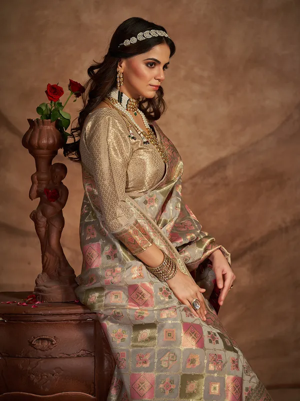 Amazing grey silk saree