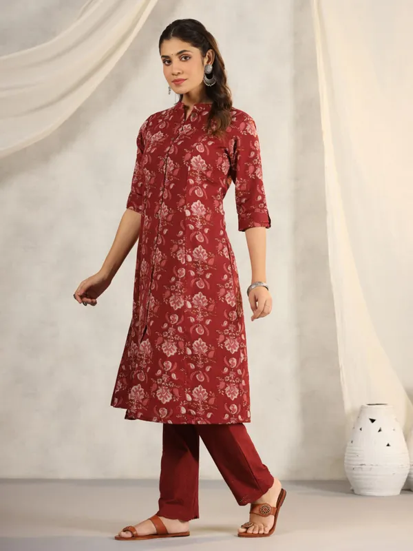 Amazing maroon cotton printed kurti