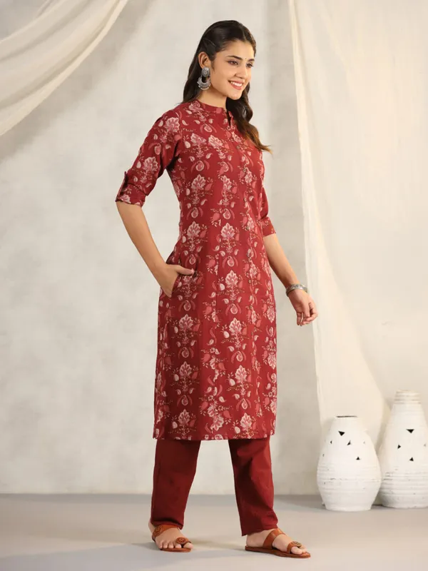 Amazing maroon cotton printed kurti