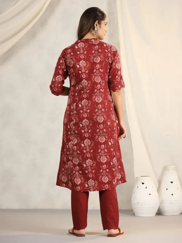 Amazing maroon cotton printed kurti