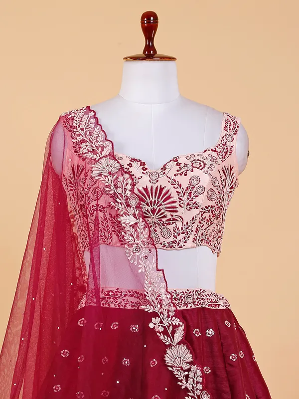 Amazing maroon raw silk lehenga choli