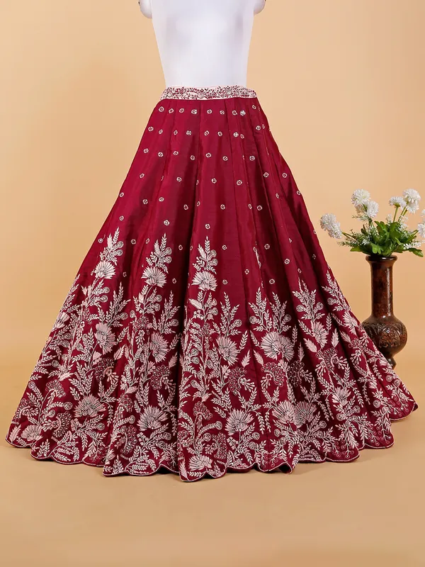 Amazing maroon raw silk lehenga choli