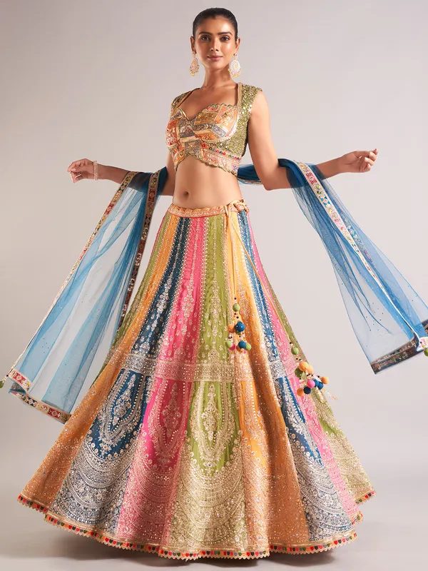 Amazing multi color silk lehenga choli