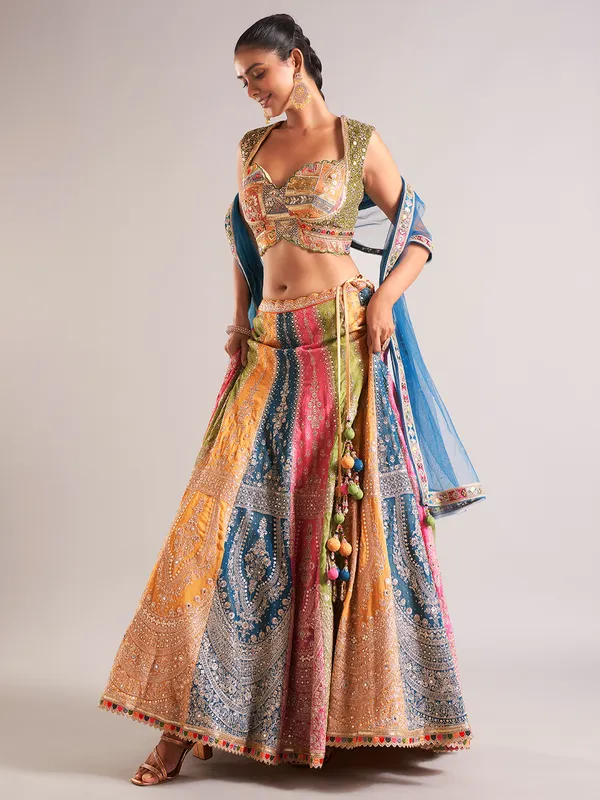 Amazing multi color silk lehenga choli