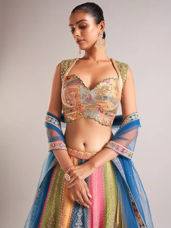 Amazing multi color silk lehenga choli