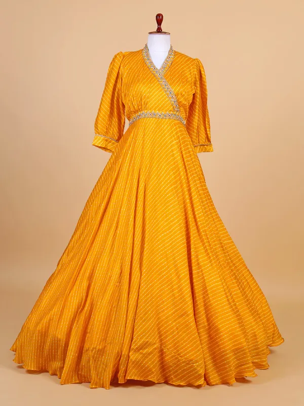 Amazing mustard yellow anarkali salwar suit