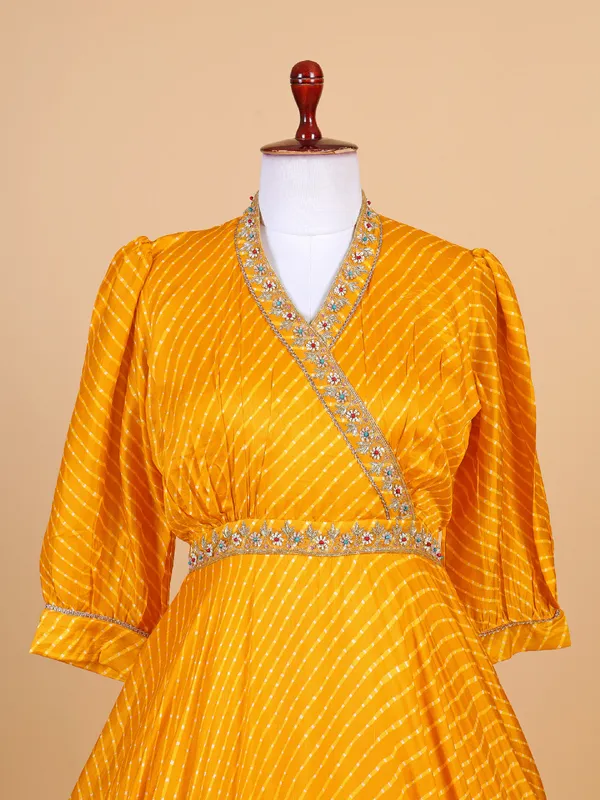 Amazing mustard yellow anarkali salwar suit
