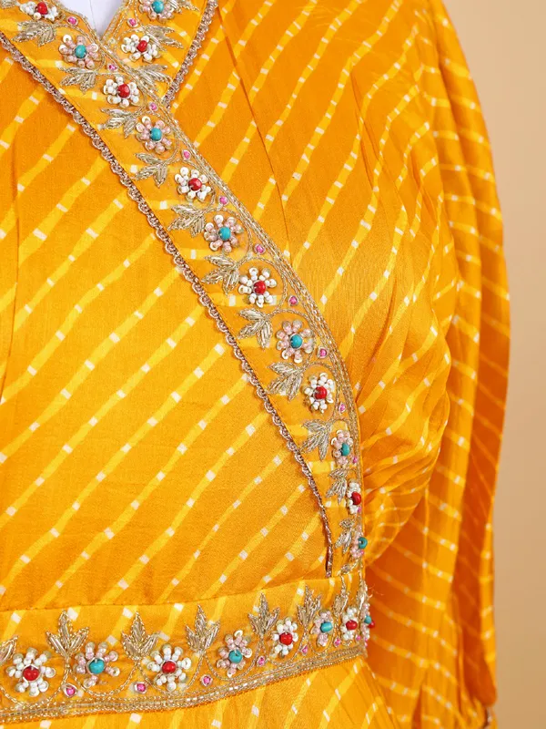 Amazing mustard yellow anarkali salwar suit
