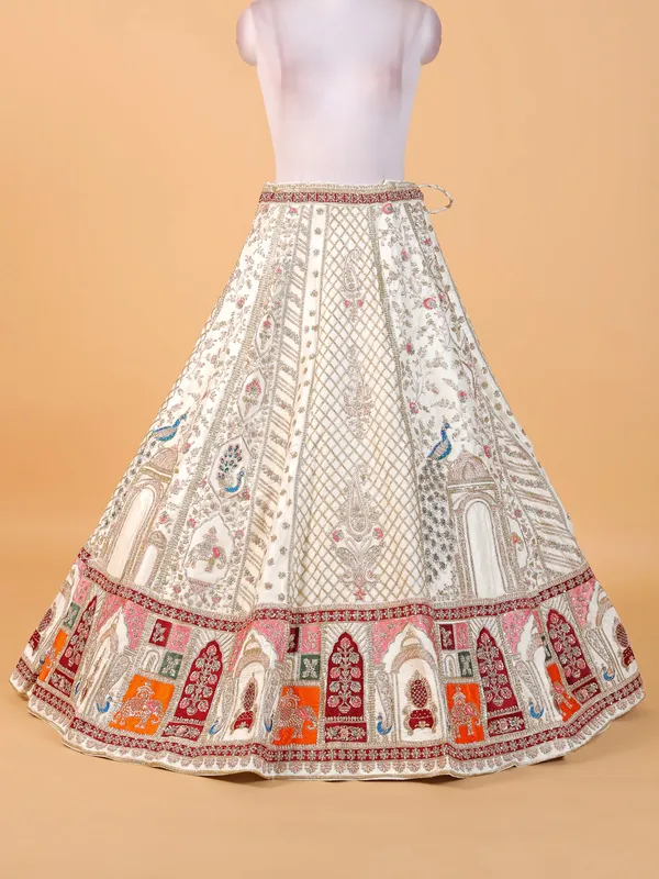 Amazing off-white raw silk lehenga choli