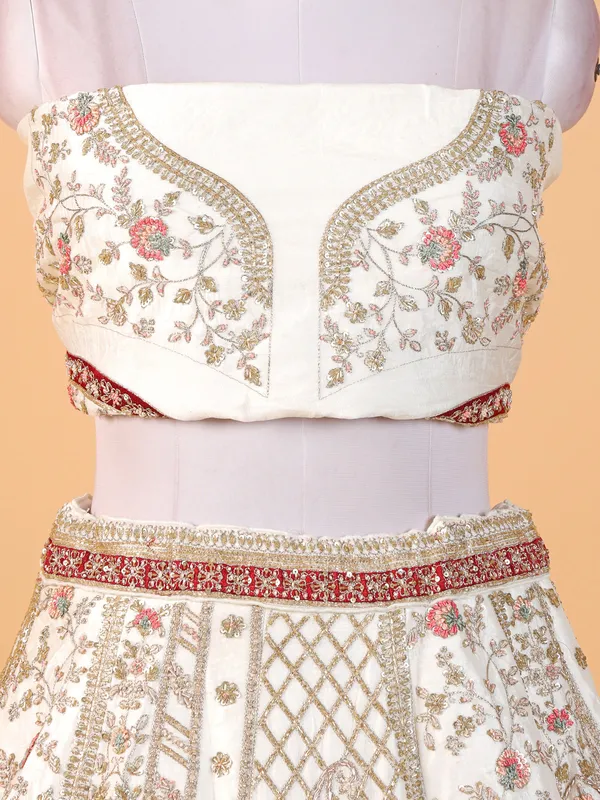 Amazing off-white raw silk lehenga choli
