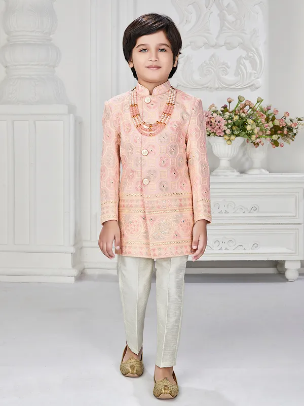 Amazing peach georgette indowestern