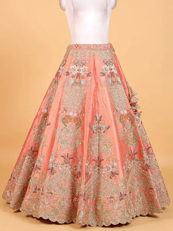 Amazing peach raw silk lehenga choli