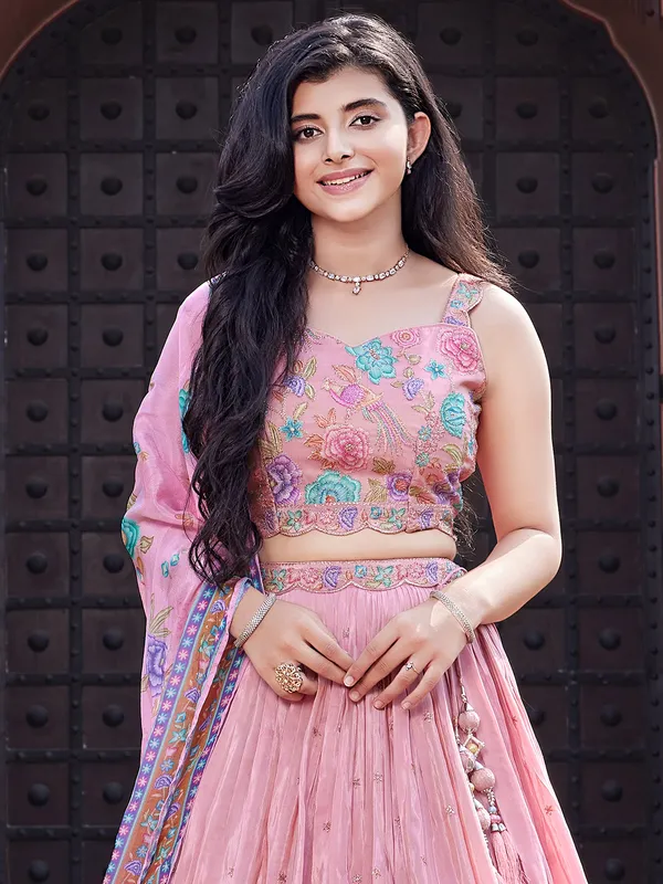 Amazing pink lehenga choli in silk