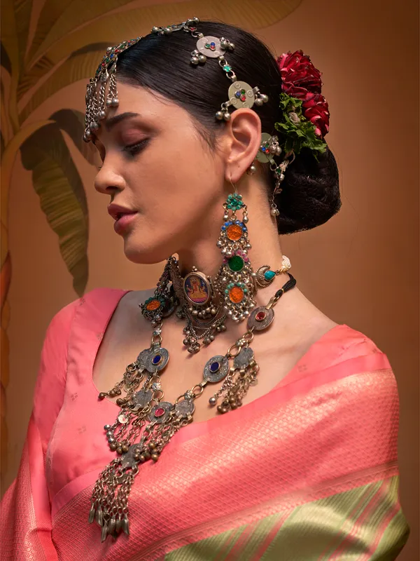 Amazing pista green zari weaving silk saree