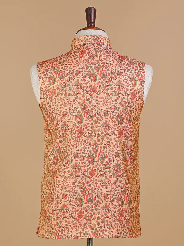Amazing printed peach silk waistcoat