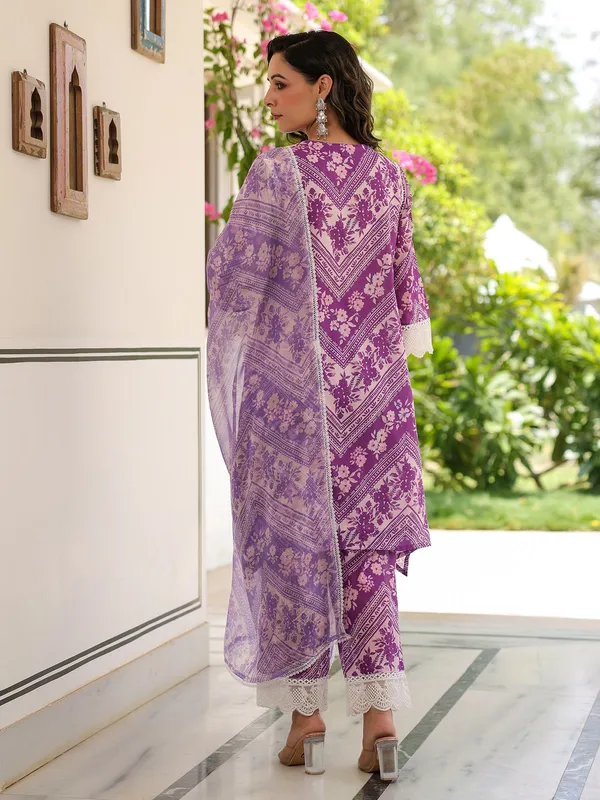 Amazing purple cotton kurta suit