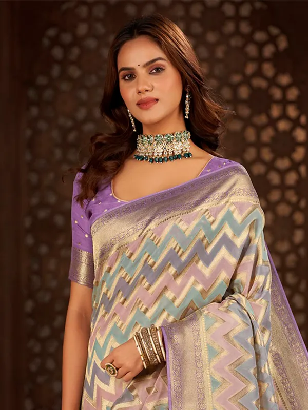 Amazing purple georgette saree