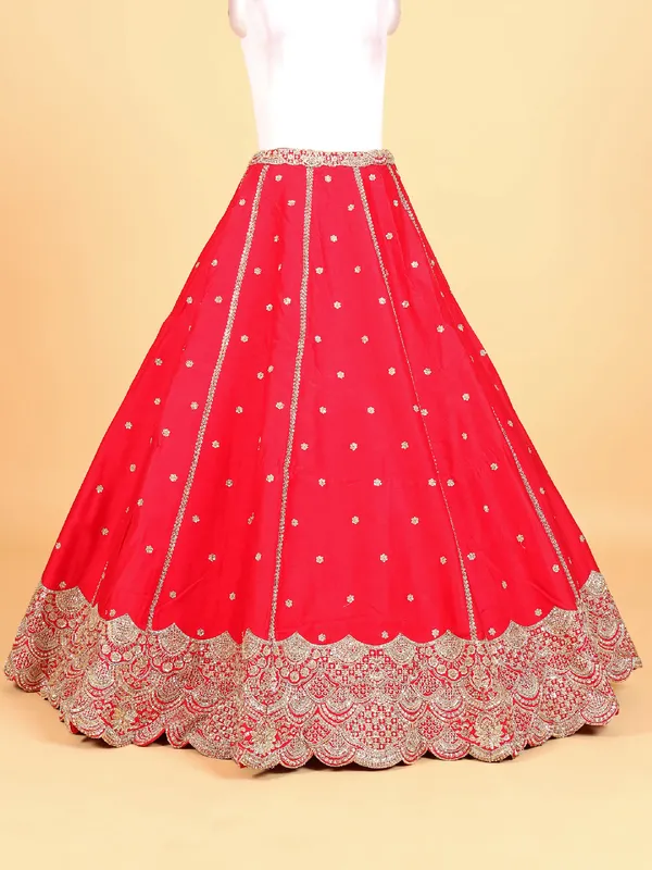 Amazing red raw silk lehenga choli for bridal