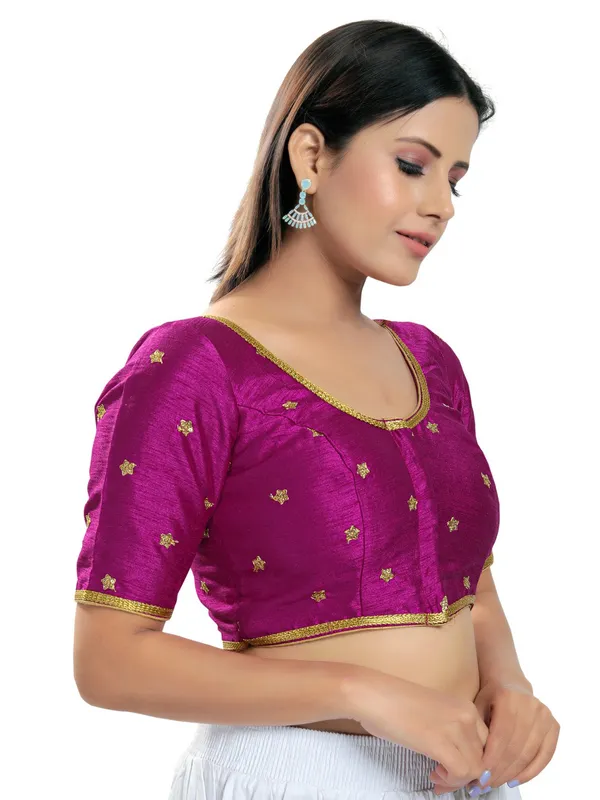 Amazing violet shade readymade blouse in silk